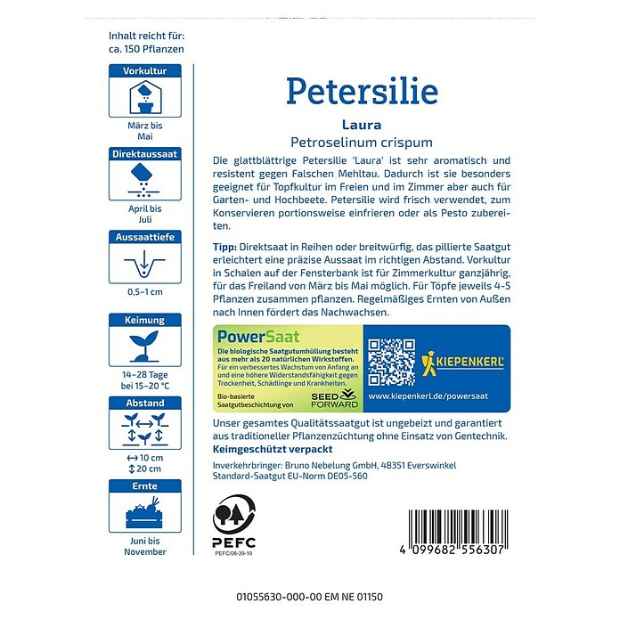 Kiepenkerl Profi-Line Kräutersamen Petersilie Laura PowerSaat (Petroselinum crispum, Saatzeit: März, Erntezeit: Mai) | BAUHAUS