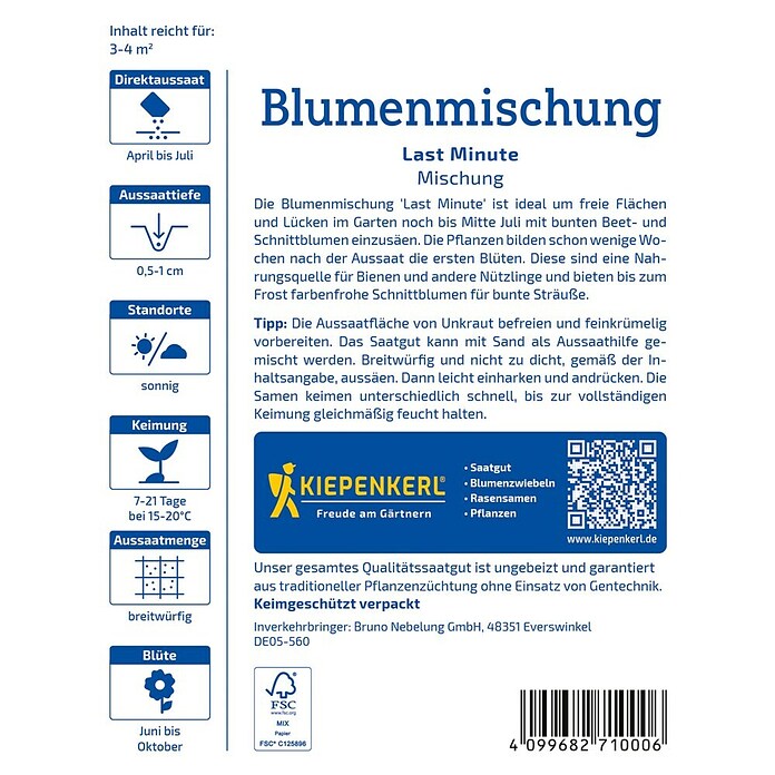 Kiepenkerl Profi-Line Blumensamenmischung Last Minute (Verschiedene Sorten, Mehrfarbig, 4 m²) | BAUHAUS