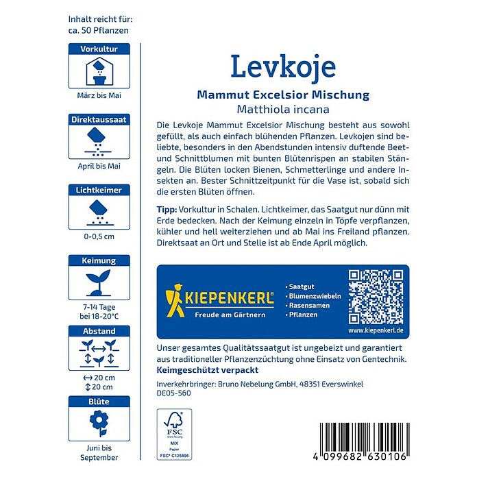 Kiepenkerl Profi-Line Blumensamen Levkoje (Matthiola incana) | BAUHAUS