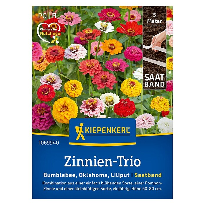 Kiepenkerl Blumensamenmischung Zinnien-Trio (Zinnia elegans, Inhalt geeignet für ca. 5 Meter) | BAUHAUS