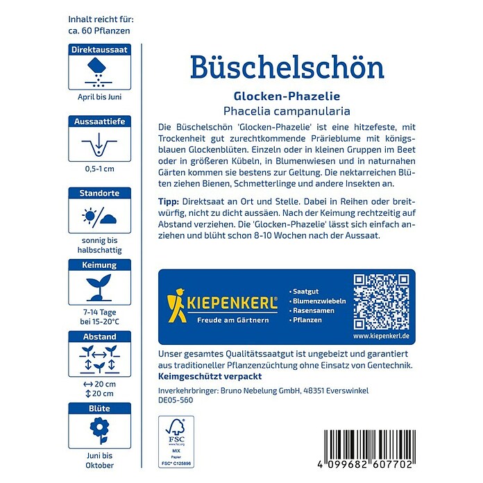 Kiepenkerl Profi-Line Blumensamen Büschelschön Glocken-Phazelie (Phacelia campanularia) | BAUHAUS