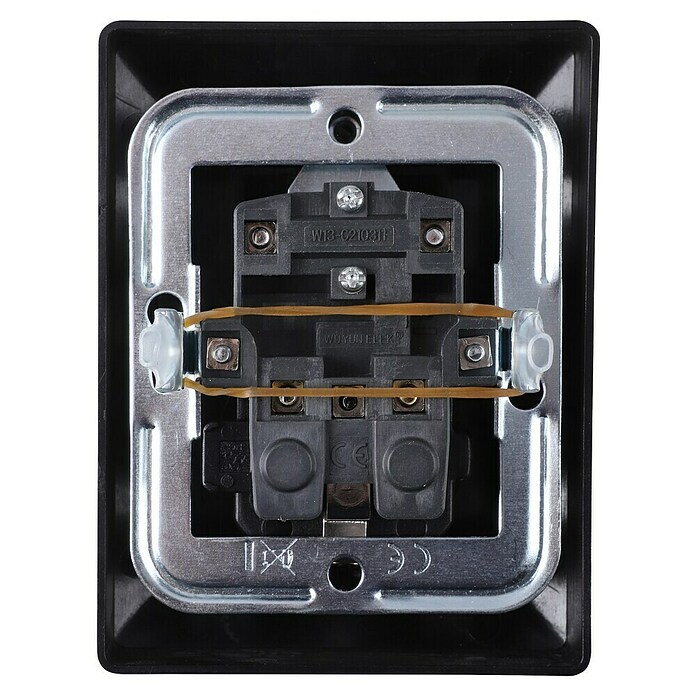 Combinatie wandcontactdoos/schakelaar Serie Zwart Geaard (Zwart, Onderbouwmontage) | BAUHAUS