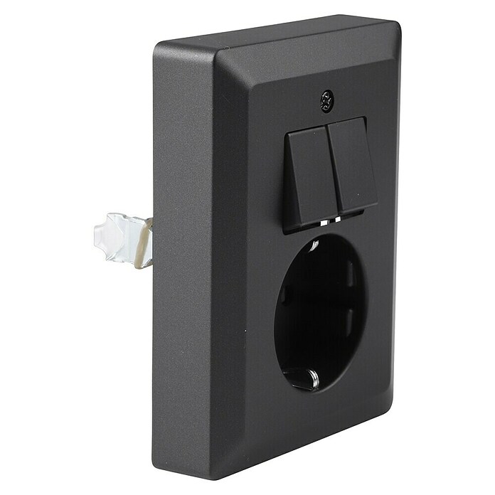Combinatie wandcontactdoos/schakelaar Serie Zwart Geaard (Zwart, Onderbouwmontage) | BAUHAUS