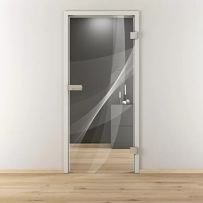 Diamond Doors Glasdrehtür 635 - 834 x 1.972 mm, DIN Anschlag: Rechts, Klarglas - Vorderansicht
