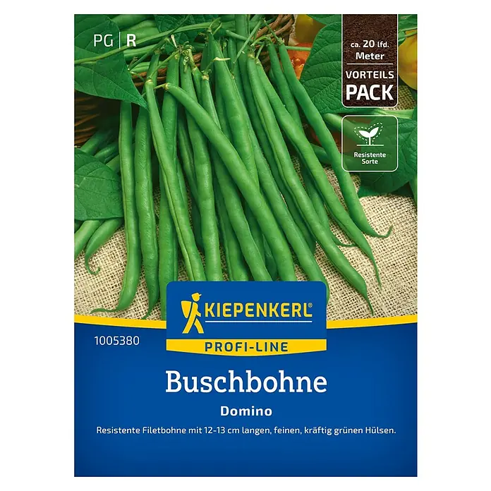 Kiepenkerl Gemüsesamen Buschbohne Domino - Phaseolus vulgaris, Erntezeit: Juli - Buschbohne "Domino" Samenpackung von Kiepenkerl. Resistente Sorte mit ca. 20 lfd. Meter Ertrag, ideal für den eigenen Garten.