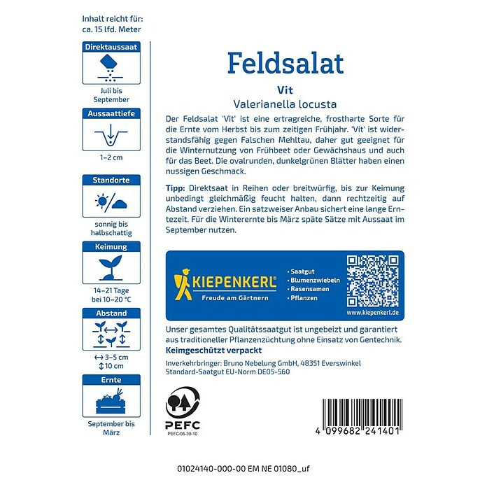 Kiepenkerl Profi-Line Salatsamen Feldsalat Vit (Valerianella locusta, Erntezeit: Januar) | BAUHAUS
