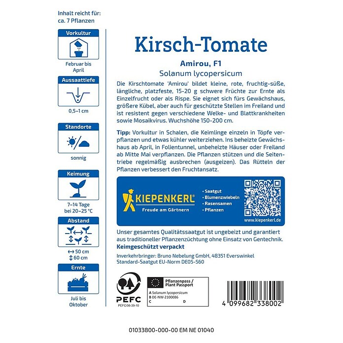 Kiepenkerl Profi-Line Gemüsesamen Kirsch-Tomate Amirou (Solanum lycopersicum, Erntezeit: Juli) | BAUHAUS