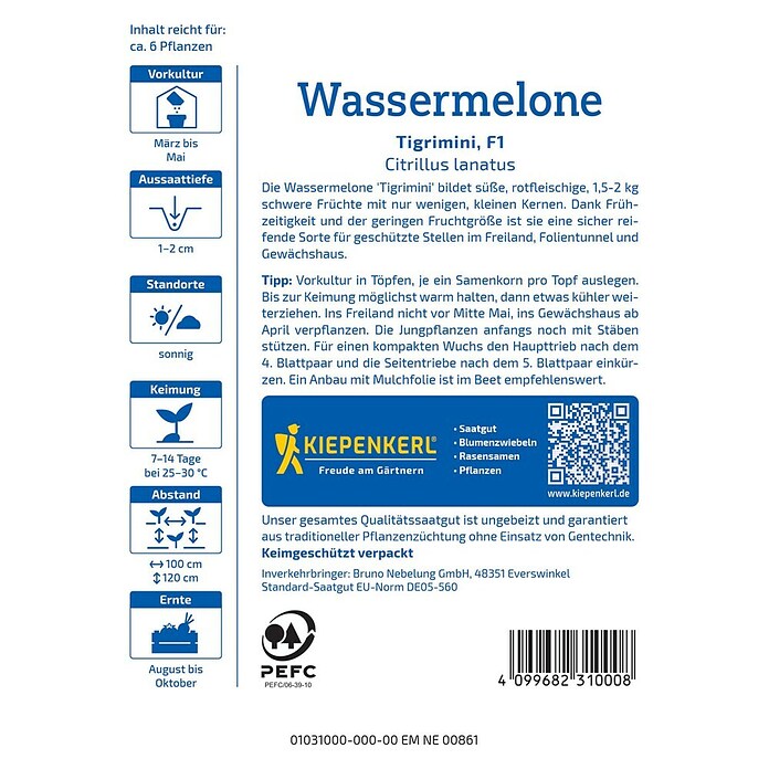 Kiepenkerl Profi-Line Obstsamen Wassermelonen Tilgrimini, F1 (Cucumis melo, Erntezeit: August) | BAUHAUS