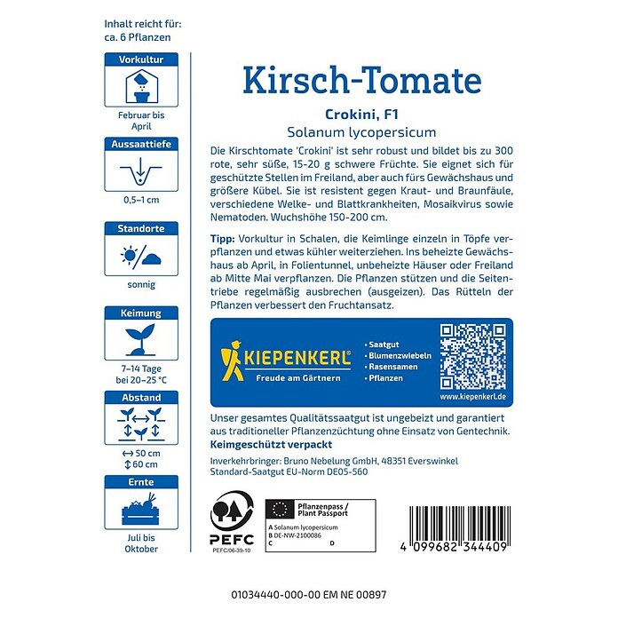 Kiepenkerl Profi-Line Gemüsesamen Kirsch-Tomate Crokini (Lycopersicon esculentum, Erntezeit: Juli) | BAUHAUS