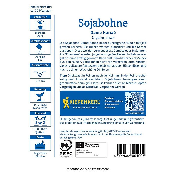 Kiepenkerl Profi-Line Gemüsesamen Sojabohne Dame Hanaé (Glycine max., Erntezeit: August) | BAUHAUS