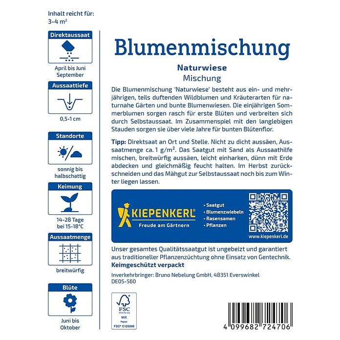 Kiepenkerl Profi-Line Blumensamenmischung Naturwiese (Bunt, 2 m² - 3 m²) | BAUHAUS