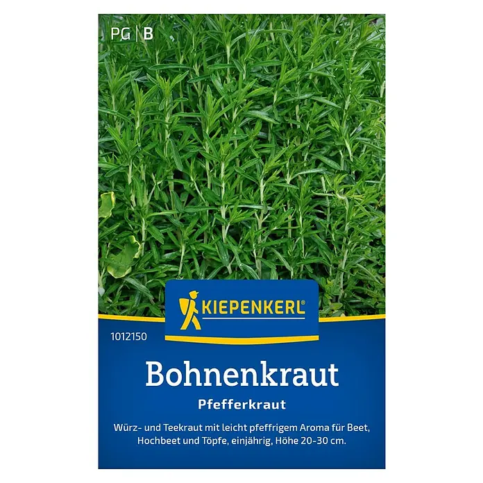 Kiepenkerl Kräutersamen Bohnenkraut Pfefferkraut - Satureja hortensis, Saatzeit: April, Erntezeit: Juni - Produktbild von "Bohnenkraut Pfefferkraut" von KIEPENKERL, einjährig, Höhe 20-30 cm. Ideal für Beet, Hochbeet und Töpfe.