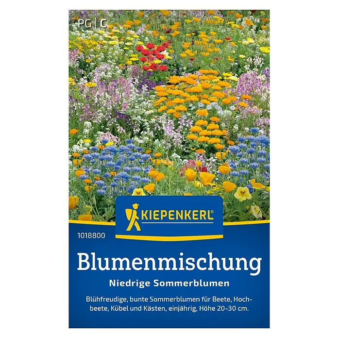 Kiepenkerl Blumensamenmischung Sommerblumen - Verschiedene Sorten, Mehrfarbig - Samentüte "Blumenmischung" von Kiepenkerl mit einer bunten Mischung niedriger Sommerblumen, ideal für Beete, Balkone und Kübel.