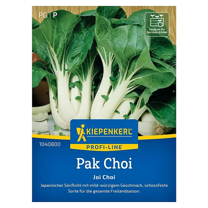 Kiepenkerl Profi-Line Gemüsesamen Pak Choi - Brassica rapa var. chinensis, Erntezeit: August - Samentüte mit Pak Choi "Joi Choi". Geeignet für Hochbeete und Kübel, mit mild-würzigem Geschmack.