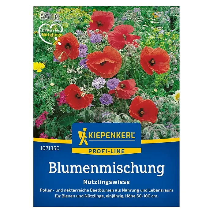 Kiepenkerl Blumensamenmischung Nützlingswiese - Verschiedene Sorten, Mehrfarbig, 3 m² - 4 m² - Blumenmischung Nützlingswiese von Kiepenkerl Profi-Line. Pollen- und nektarreiche Beetblumen für Bienen und Nützlinge, einjährig, Höhe 60-100 cm.