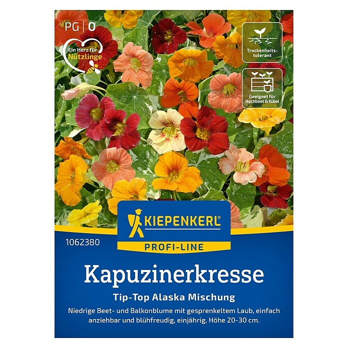 Kiepenkerl Profi-Line Kräutersamen Kapuzinerkresse Tip Top Alaska Mischung (Tropaeolum majus, Saatzeit: April) | BAUHAUS