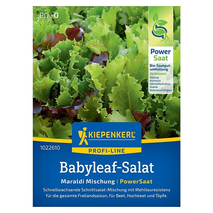 Kiepenkerl Profi-Line Salatsamen Pflücksalat Babyleaf Maraldi Mix PowerSaat (Lactuca sativa, Erntezeit: April, 0,6 g) | BAUHAUS