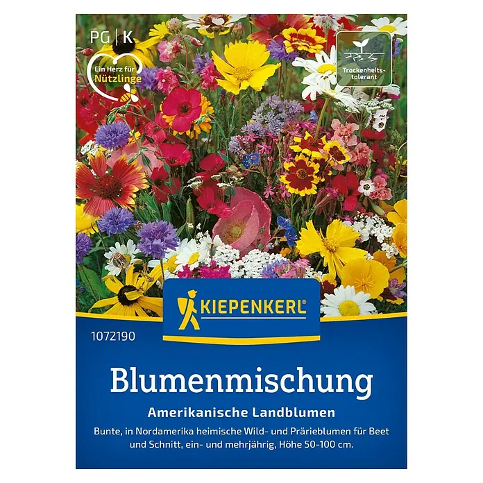 Kiepenkerl Profi-Line Blumensamen Amerikanische Landblumen - Verschiedene Sorten, Mehrfarbig, 3 m² - 5 m² - Blumenmischung "Amerikanische Landblumen" von Kiepenkerl, ideal für Beet und Schnitt. Bunte, ein- und mehrjährige Wild- und Prärieblumen.