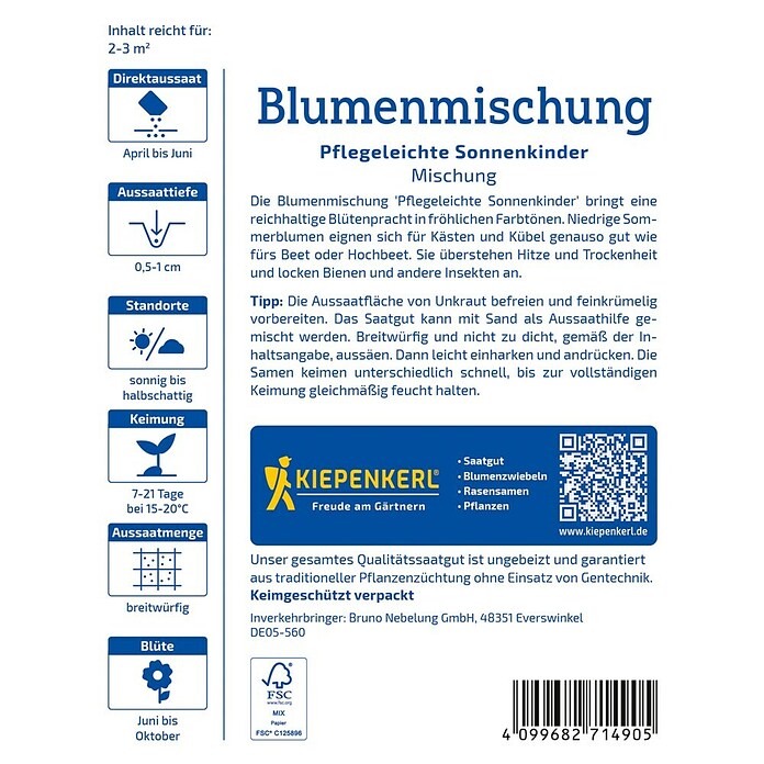 Kiepenkerl Profi-Line Blumensamenmischung Pflegeleichte Sonnenkinder (Verschiedene Sorten, Mehrfarbig) | BAUHAUS