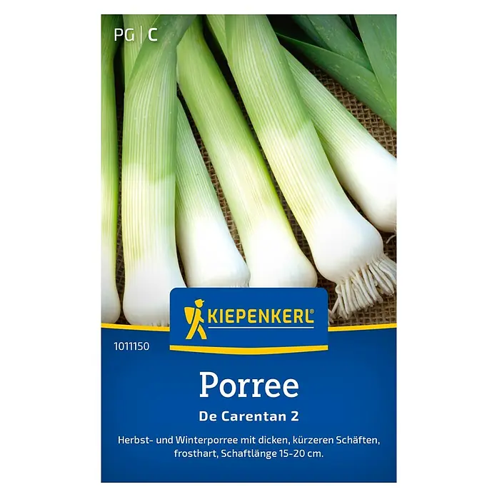 Kiepenkerl Gemüsesamen Porree de Carentan 2 - Allium porrum, Erntezeit: Oktober - Produktbild von "Kiepenkerl Porree De Carentan 2" mit Herbst- und Winterporree, dicken, kürzeren Schäften und einer Schaftlänge von 15-20 cm.