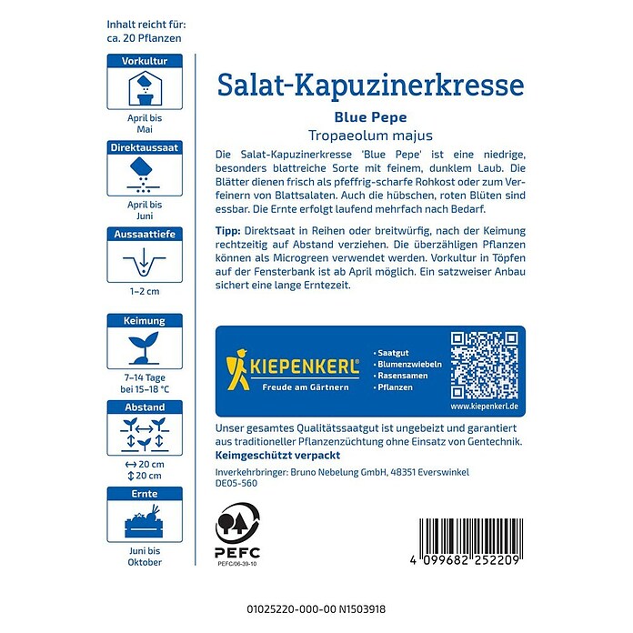 Kiepenkerl Salatsamen Blue Pepe (Tropaeolum majus, Inhalt reicht für ca. 20 Pflanzen) | BAUHAUS