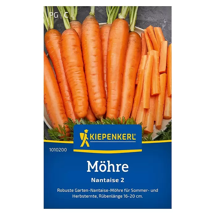 Kiepenkerl Gemüsesamen Möhre Nantaise 2 - Daucus carota, Erntezeit: Juni - KIEPENKERL Möhrensamen-Paket mit frischen orangefarbenen Karotten, ganz und in Stiften.