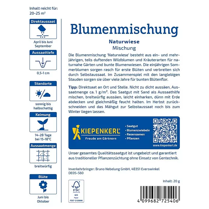 Kiepenkerl Blumensamenmischung Naturwiese, Vorteilspaket -  - KIEPENKERL 'Naturwiese Mischung' Blumensamen-Paket.