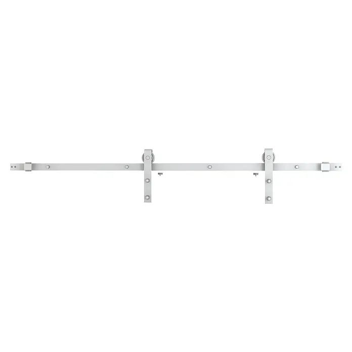 Herraje para puerta corredera de vidrio plano - Acero, Plateado - Herrajes blancos para puertas correderas. Un elemento de diseño elegante y funcional para espacios modernos, que garantiza un funcionamiento suave de la puerta.