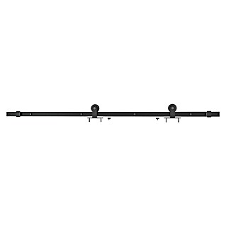 Herraje para puertas correderas de madera (Acero, Negro)