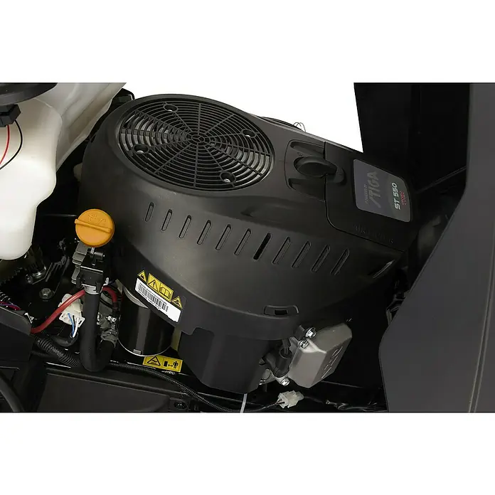 Alpina Rasentraktor AT4 98 HWA - 10,4 kW, 586 cm³, Schnittbreite: 98 cm, Max. Flächenempfehlung: 4.500 m² - Nahaufnahme des STIGA ST 550 Twin Motors.