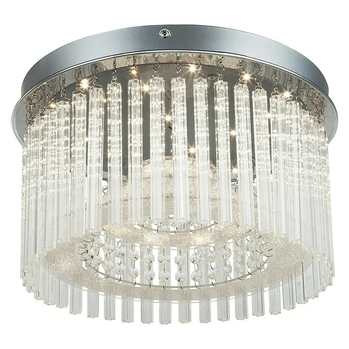 Globo LED-Deckenleuchte Joyce - 18 W, Chrom, Klar, Kristall, Neutralweiß - Moderne Deckenleuchte mit klaren Glasstäben und glitzernden Akzenten, die ein elegantes Ambiente schafft.