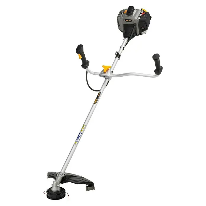 Alpina Desbrozadora de gasolina ABR35D - 1,2 kW, 35,3 cm³, Ancho de corte hilo: 43 cm, Ancho de corte cuchilla: 25,5 cm - Desbrozadora con doble manillar para un recorte cómodo, ideal para el jardín. Equipada con un motor potente.