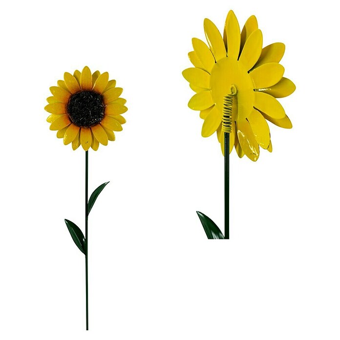 Pflanzenstecker Sonnenblume M (L x B x H: 12 x 3 x 60 cm, Eisen, Gelb/Braun/Grün) | BAUHAUS