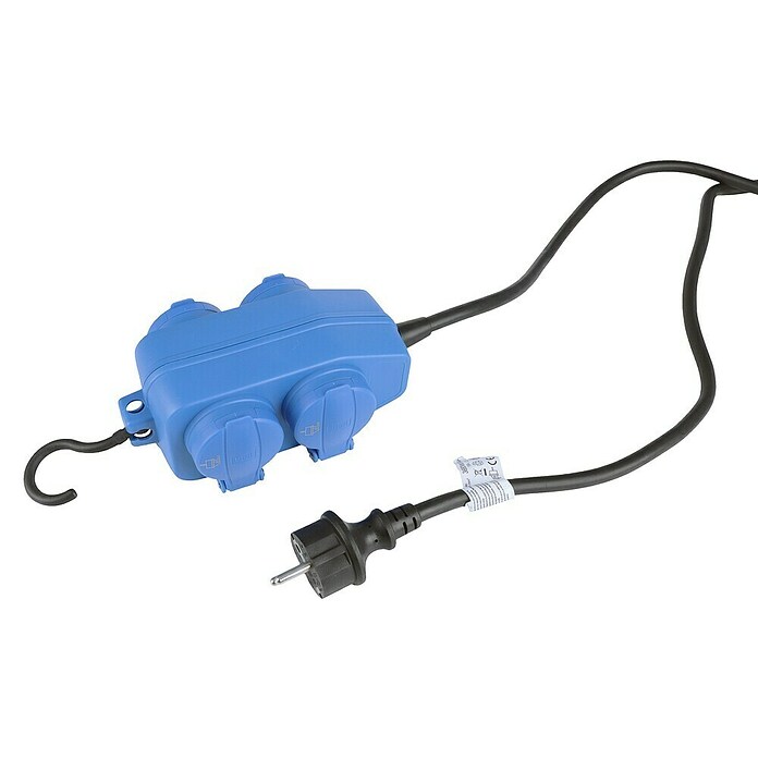 Q-Link Stekkerdoos voor vochtige ruimtes 4-voudig (5 m, 3.680 W, Zwart / Blauw) | BAUHAUS