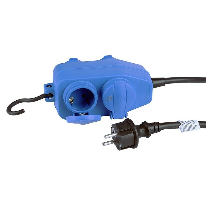 Q-Link Stekkerdoos voor vochtige ruimtes 4-voudig (5 m, 3.680 W, Zwart / Blauw) | BAUHAUS