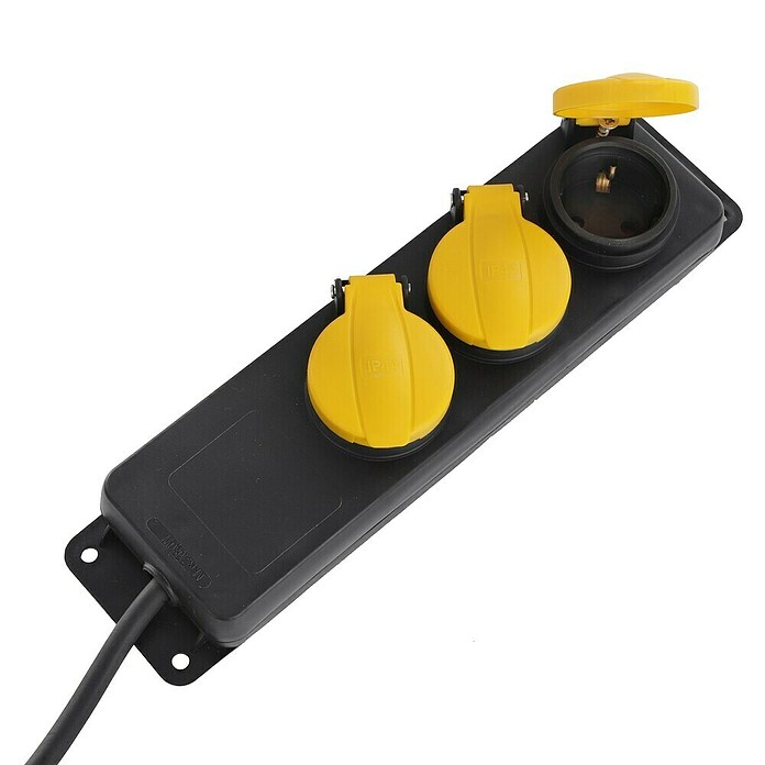 Q-Link Stekkerdoos voor vochtige ruimtes 3-voudig (3 m, 3.500 W, Zwart / Geel) | BAUHAUS