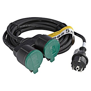 Q-Link Verlengkabel 2-voudig (5 m, Zwart / Groen, IP44)