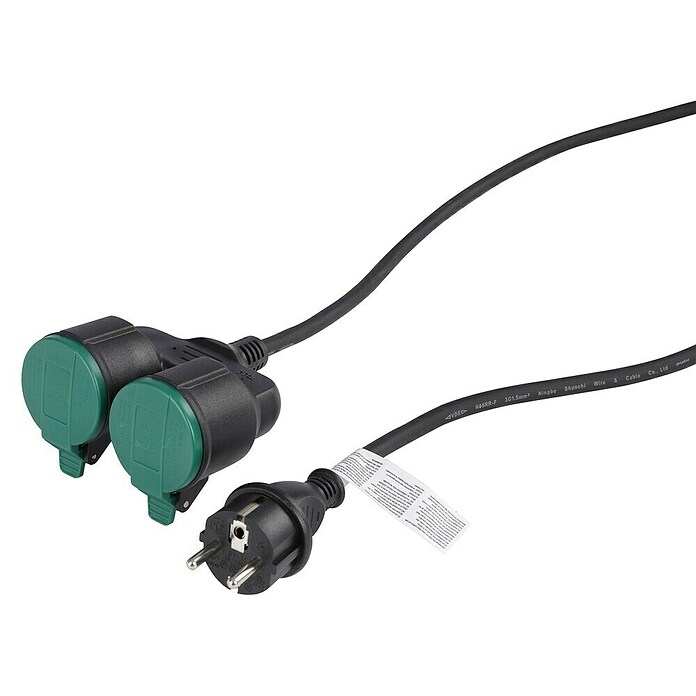 Q-Link Verlengkabel 2-voudig (5 m, Zwart / Groen, IP44) | BAUHAUS