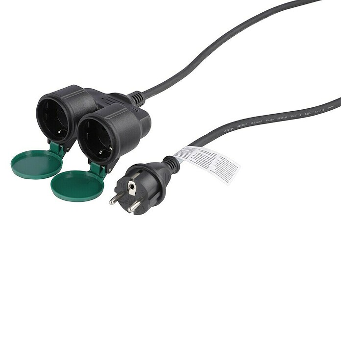 Q-Link Verlengkabel 2-voudig (5 m, Zwart / Groen, IP44) | BAUHAUS