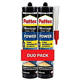 Pattex Montagekleber Power Duopack (Weiß, 740 g, Kartusche, 2 Stk.)