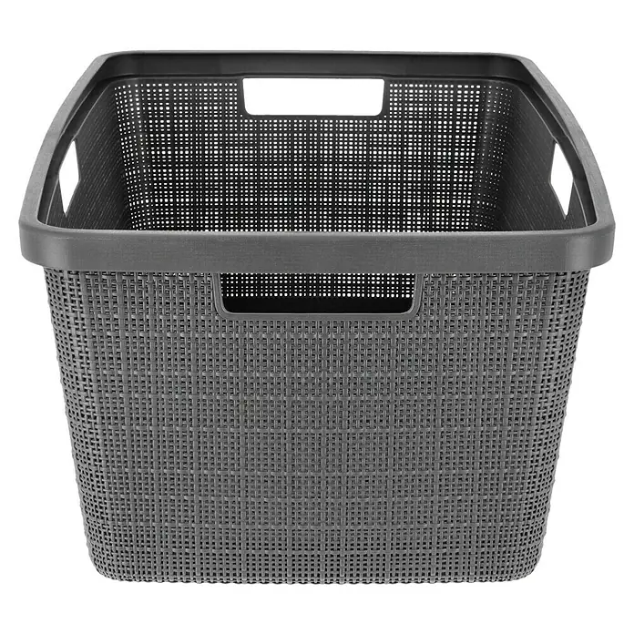 Curver Wäschekorb Jute - L x B x H: 59,4 x 39,4 x 25,6 cm, Anthrazit - Grauer Wäschekorb aus Kunststoff mit praktischen Tragegriffen für einfachen Transport der Wäsche. Das luftige Design verhindert Feuchtigkeitsstau.