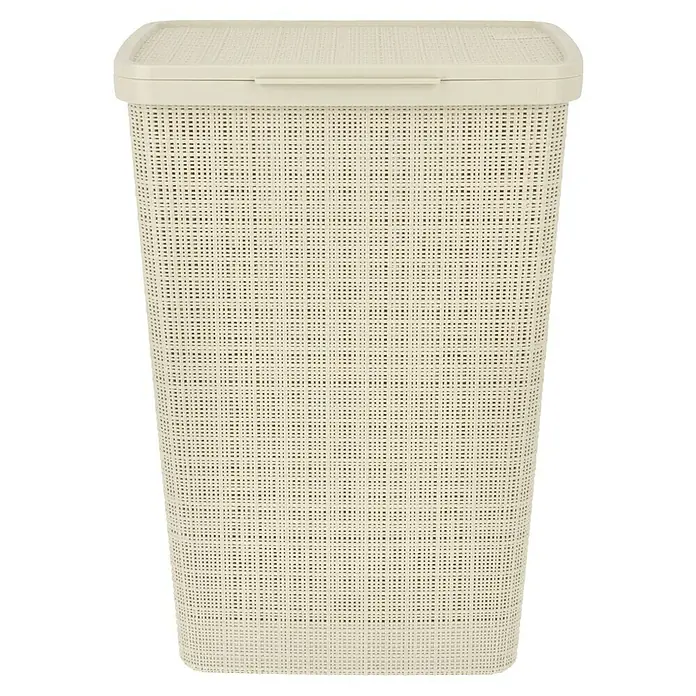 Curver Wäschesammler Jute - L x B x H: 43 x 34 x 58,2 cm, Cremeweiß - Wäschekorb mit Deckel in Beige. Der Korb ist aus Kunststoffgeflecht und hat eine rechteckige Form. Praktische Aufbewahrung für Ihre Wäsche.