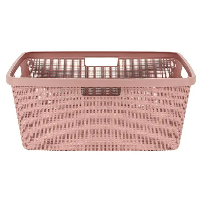 Curver Wäschekorb Jute - L x B x H: 59,4 x 39,4 x 25,6 cm, Rosa - Rosa Wäschekorb aus Kunststoff mit Griffen. Ideal für Bad und Waschküche.