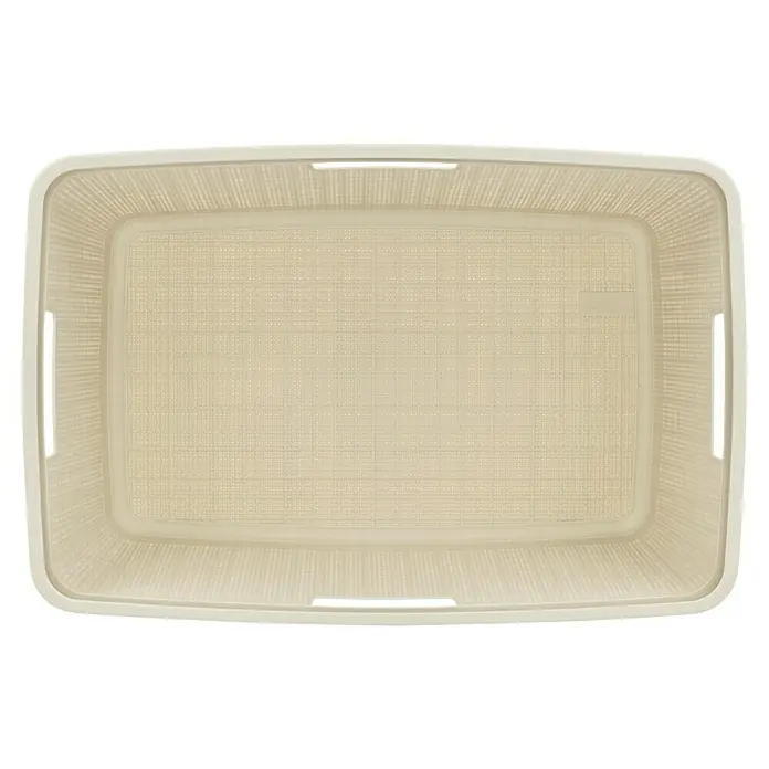 Curver Wäschekorb Jute - L x B x H: 59,4 x 39,4 x 25,6 cm, Cremeweiß - Beige Wäschebox aus Kunststoff mit Griffen. Ideal zum Aufbewahren von Kleidung und Textilien.