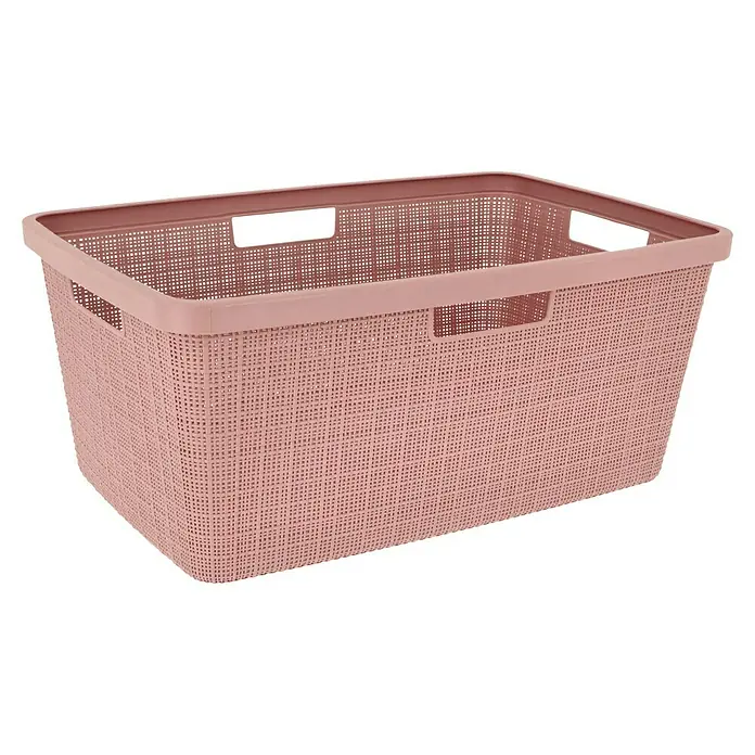 Curver Wäschekorb Jute - L x B x H: 59,4 x 39,4 x 25,6 cm, Rosa - Dieser Artikel zeigt einen rosa Wäschekorb aus Kunststoff mit Griffen. Praktisch und stilvoll für jedes Zuhause!