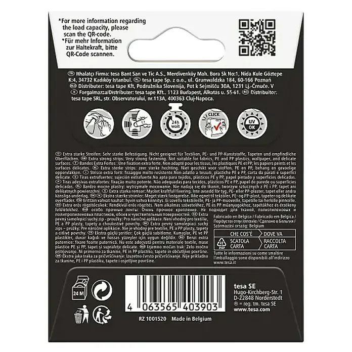Tesa Ultra Power Klettpad Lock Strips - L x B: 5 cm x 25 mm, Schwarz - Tesa Powerstrips: Extra starke Klebestreifen für zuverlässige Befestigung auf glatten Oberflächen. Nicht für Textilien geeignet.