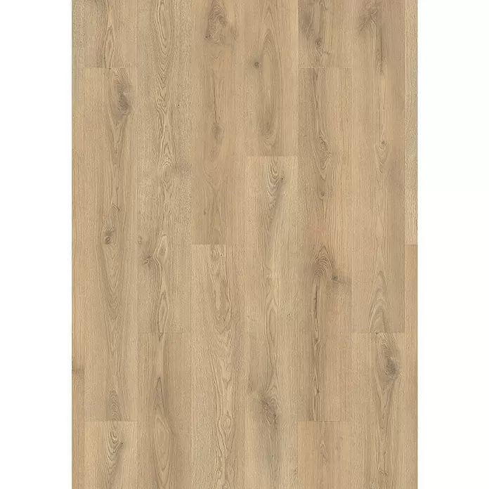 LOGOCLIC Laminat - Sierra Oak, Landhausdiele, 1.285 x 192 x 7 mm - Heller Eichenholzfußboden mit natürlicher Maserung, in Dielen verlegt.