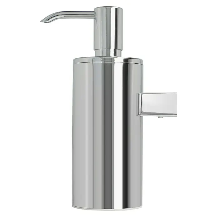 Keuco Plan Seifenspender - Chrom, Verchromt - Bild eines glänzenden, silbernen Seifenspenders mit Wandhalterung. Ein elegantes Badaccessoire für stilvolle Hygiene.