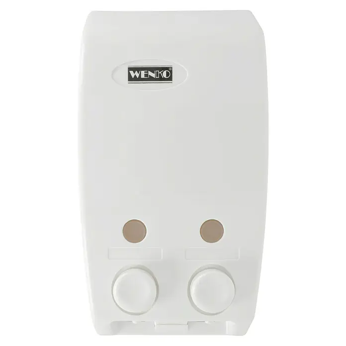 Wenko Seifenspender Varese - Weiß, 2 Kammern, Füllmenge: 900 ml - Foto eines weißen Wenko Flüssigseifenspenders, der sich perfekt für Badezimmer und Küche eignet.