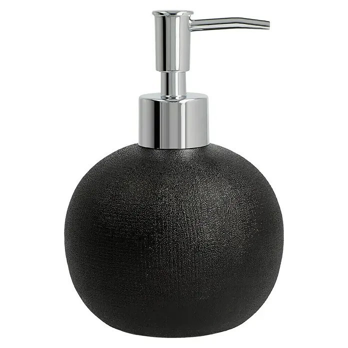 Camargue Kaya Seifenspender - Steingut, Schwarz - Schwarzer Seifenspender mit Chrompumpe für stilvolle Badezimmer. Das elegante Design macht ihn zu einem Blickfang.